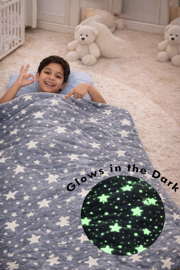 Kradyl Kroft Glow in the Dark Blankets | Large Size - Grey Star