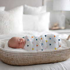 Muslin Swaddle for Infants 100 X 120 Cms - Little Hearts