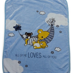 Kradyl Kroft Plush Double Layered Velvet with Two Side Printed Kids Blanket - BlueLove