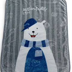 Kradyl Kroft Plush Double Layered Velvet with Two Side Printed Kids Blanket - Grey Panda