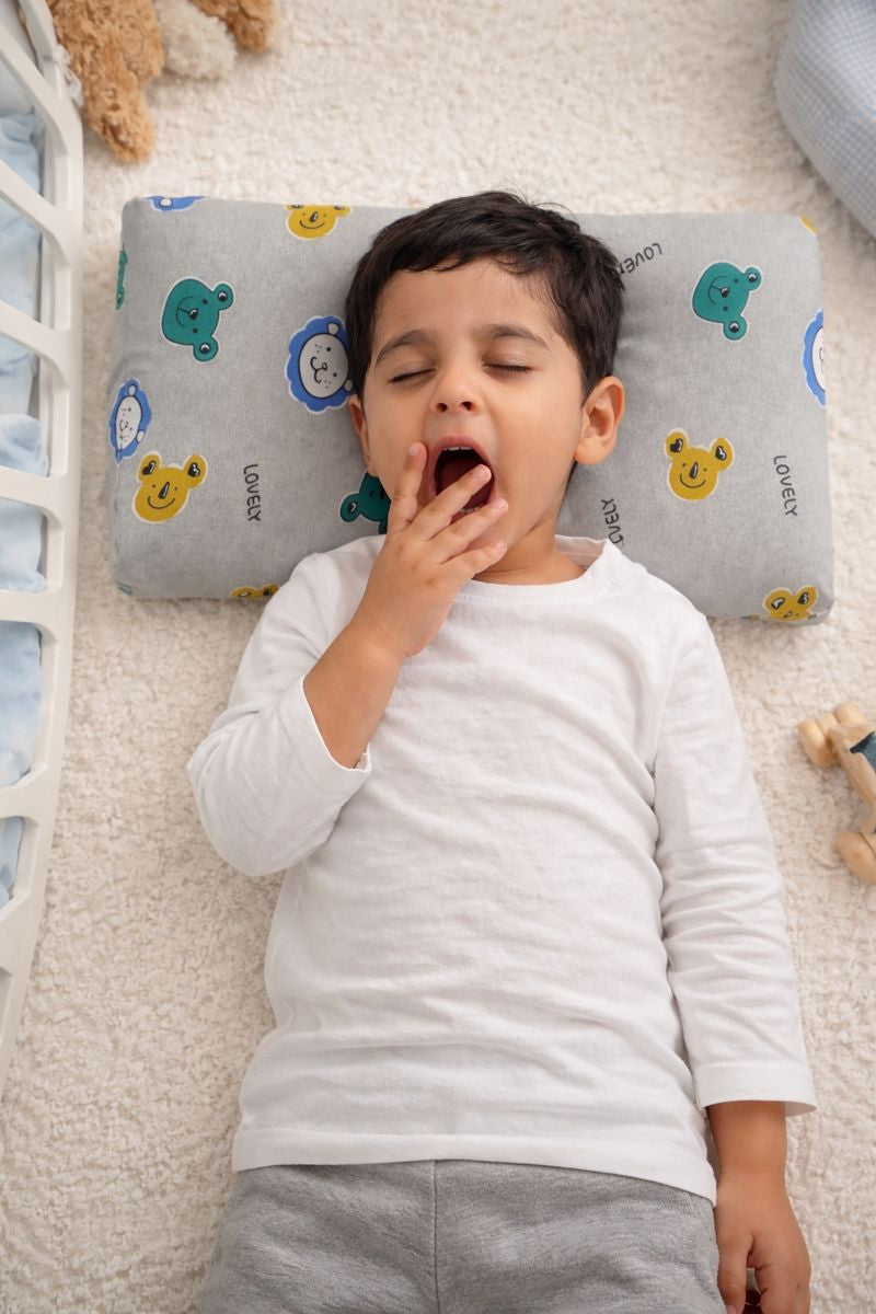 Kradyl Kroft Cervical Memory Foam Pillow for Kids 3 to 8 Yrs - Grey Bear