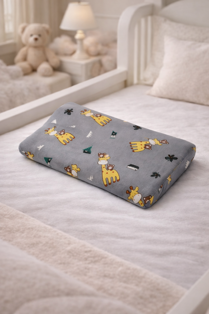 Kradyl Kroft Cervical Memory Foam Pillow for Kids 3 to 8 Yrs - Grey Giraffe