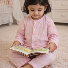 Soft Pink Stripes | Checkered Muslin | Soft Unisex Muslin Set for New Born to 6 Years