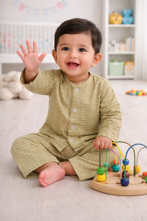 Earth Green | Checkered Muslin | Soft Unisex Muslin Set for New Born to 6 Years