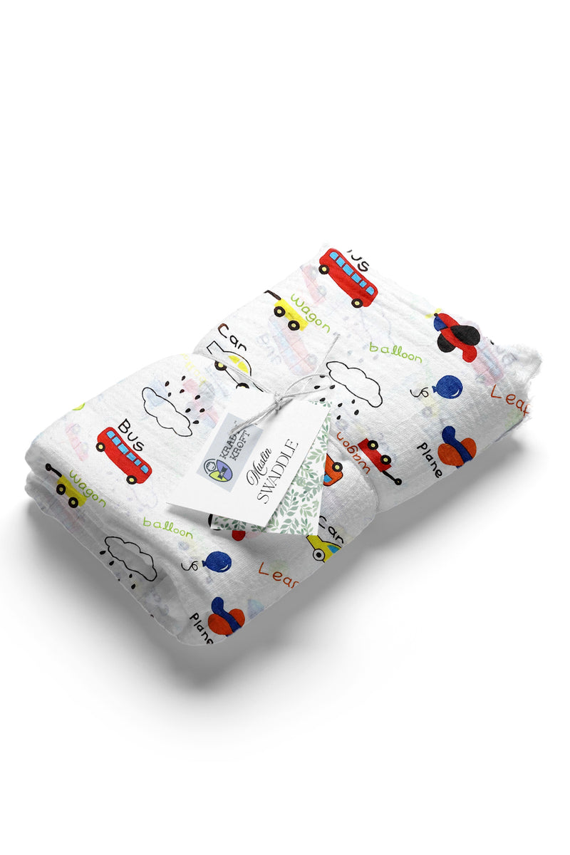 Muslin Swaddle for Infants 100 X 120 Cms - Little Bus