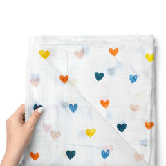 Muslin Swaddle for Infants 100 X 120 Cms - Little Hearts
