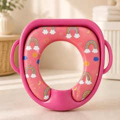 Cushioned Potty Seat with Handles - Pink Rainbow