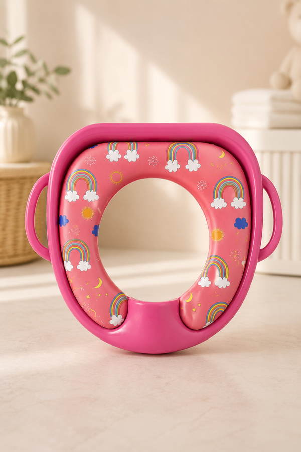 Cushioned Potty Seat with Handles - Pink Rainbow