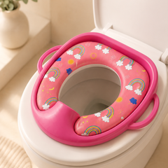 Cushioned Potty Seat with Handles - Pink Rainbow