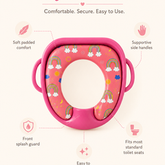 Cushioned Potty Seat with Handles - Pink Rainbow
