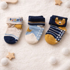 Kradyl Kroft Set of 3 Premium New Born Baby Socks with Foot Grip (0 to 1 Yrs) - Style 9