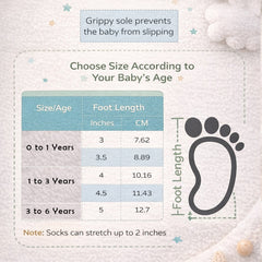 Kradyl Kroft Set of 3 Premium New Born Baby Socks with Foot Grip (0 to 1 Yrs) - Style 9