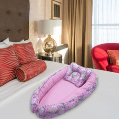 Kradyl Kroft Baby Boat Bed for Babies & Infants | Portable Baby Bedding Set with Pillow | Removable Covers | Double Side Baby Sleeping Bed | Baby Sleeping Pod (Strawberry)