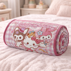 Lightweight Soft Plush Velvet Fleece 2 way Printed Blanket for 1 -7 Year Olds - Sunshine Holiday