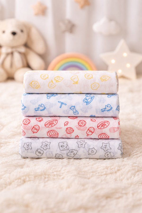 Set of 4 Fine Cotton Swaddles | Superfine Cotton - Gamma
