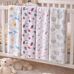 Set of 4 Fine Cotton Swaddles | Superfine Cotton - Beta