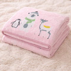 Kradyl Kroft Plush Double Layered Velvet with Two Side Printed Kids Blanket - Pink Panda