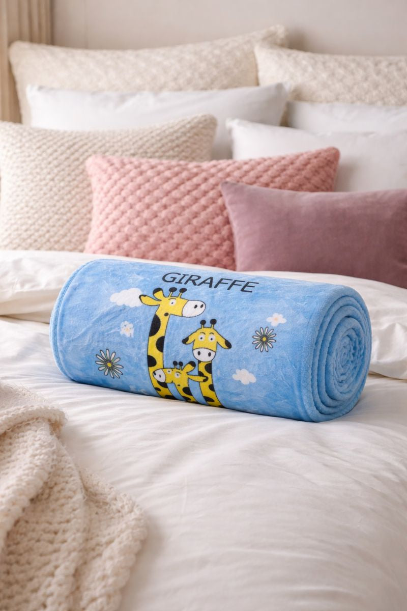 Kradyl Kroft Plush Double Layered Velvet with Two Side Printed Kids Blanket - Giraffe