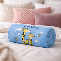 Kradyl Kroft Plush Double Layered Velvet with Two Side Printed Kids Blanket - Giraffe