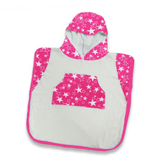Hooded Poncho Towel - Pink Star